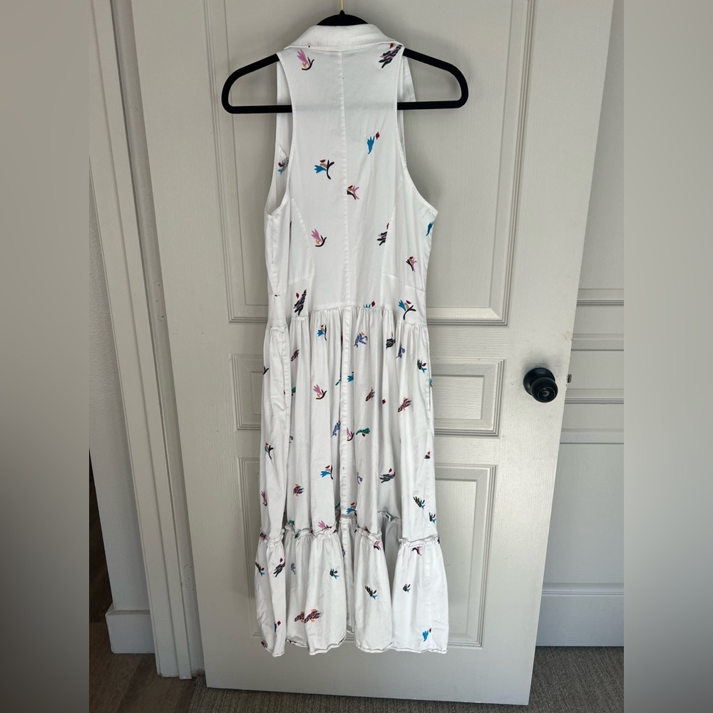 Prabal Gurung White Embroidered Cotton Midi Dress Size 12 - Picture 4 of 7